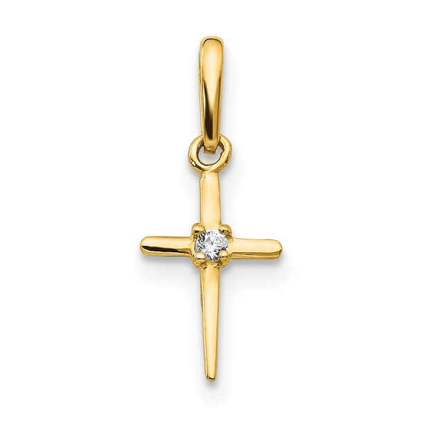 14k Yellow Gold Madi K CZ Childrens Cross Charm GK874