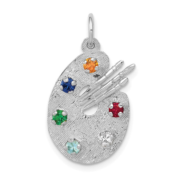 14k White Gold Artist Palette With CZ Charm