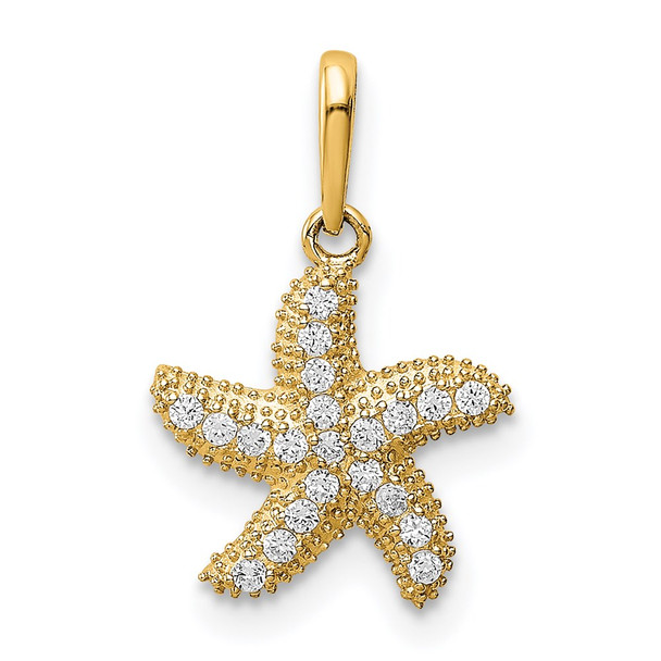 14k Yellow Gold CZ Starfish Pendant YC1430