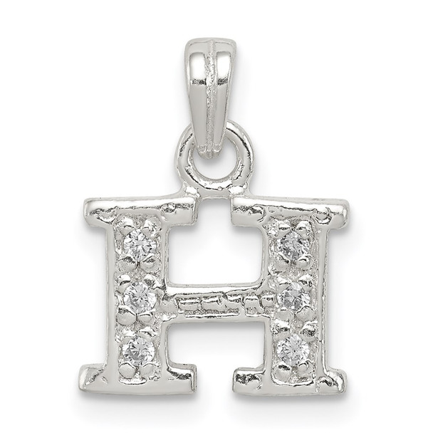 Sterling Silver CZ Initial H Pendant QC6717H
