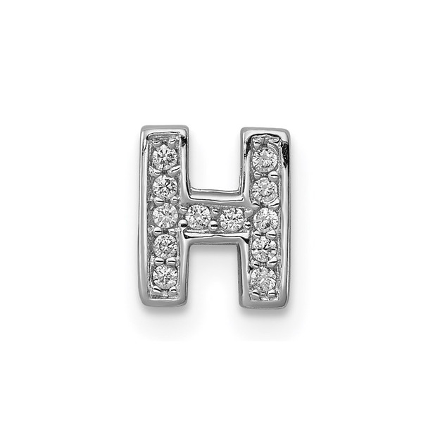 Sterling Silver Rhodium plated CZ Letter H Slide Pendant