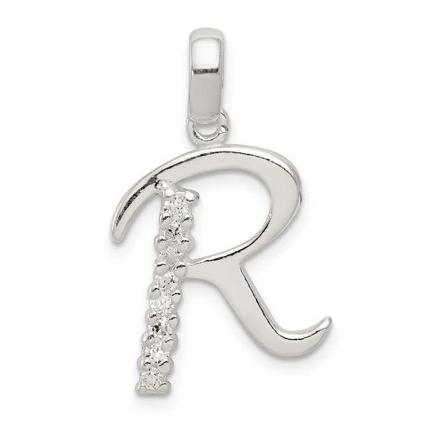 Sterling Silver CZ Initial R Pendant QC6525R