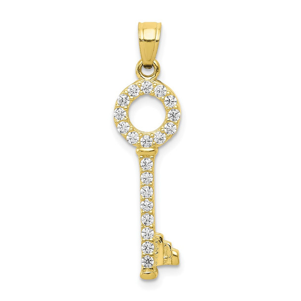 10k Yellow Gold CZ Key Pendant 10C906