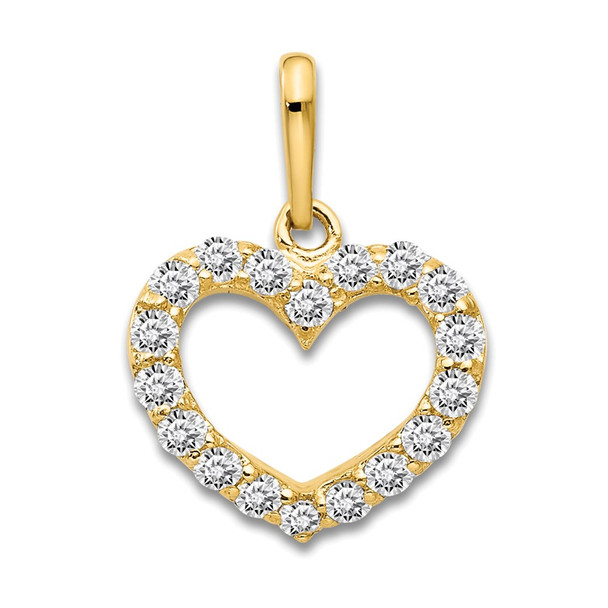 14k Yellow Gold CZ Childrens Heart Pendant