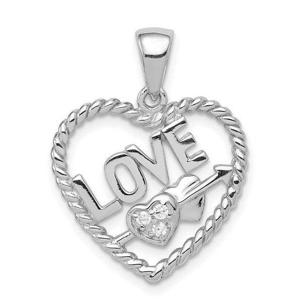 Sterling Silver CZ Love Heart Pendant