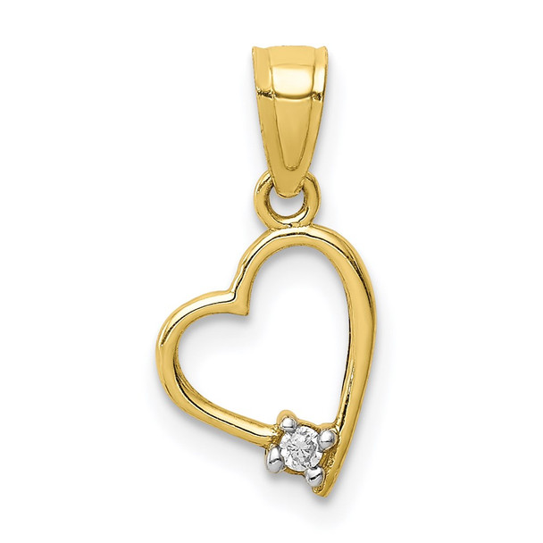 10k Yellow Gold CZ Heart Pendant 10C1438