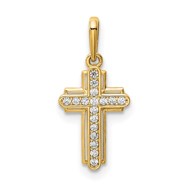 14k Yellow Gold Cross CZ Pendant YC1404