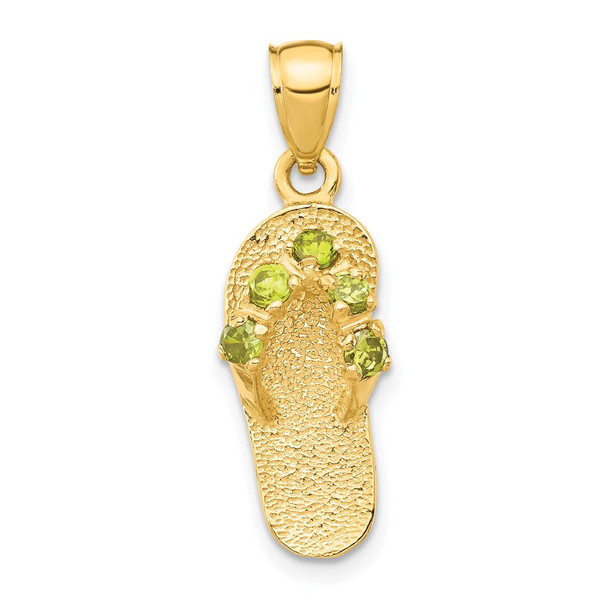 14k Yellow Gold August/CZ Simulated Birthstone Flip Flop Pendant