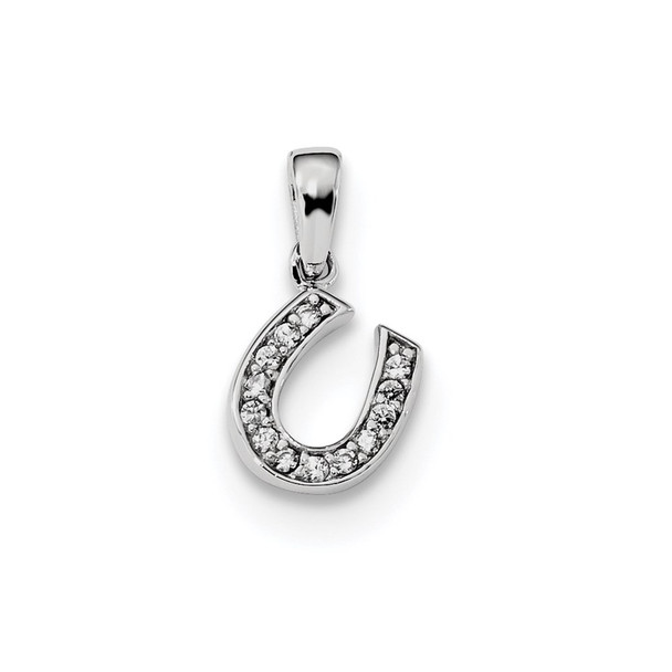 Sterling Silver Rhodium-Plated CZ Horseshoe Pendant