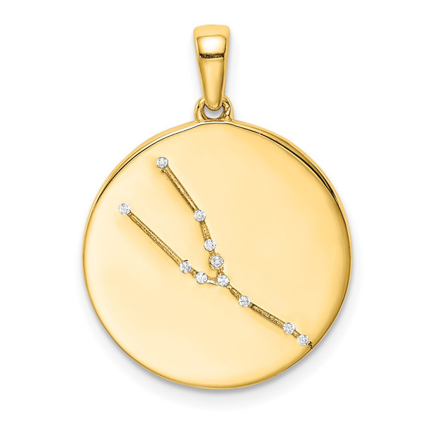 Gold-plated Sterling Silver and CZ Taurus Zodiac Pendant