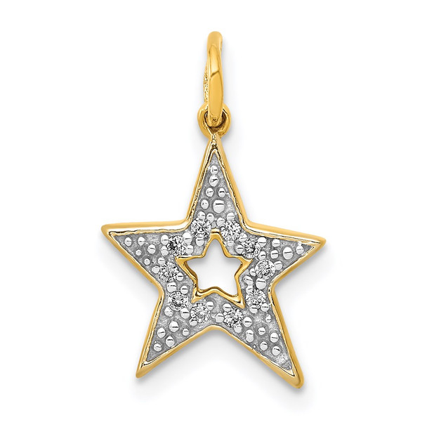 14k Yellow Gold Diamond Star Charm