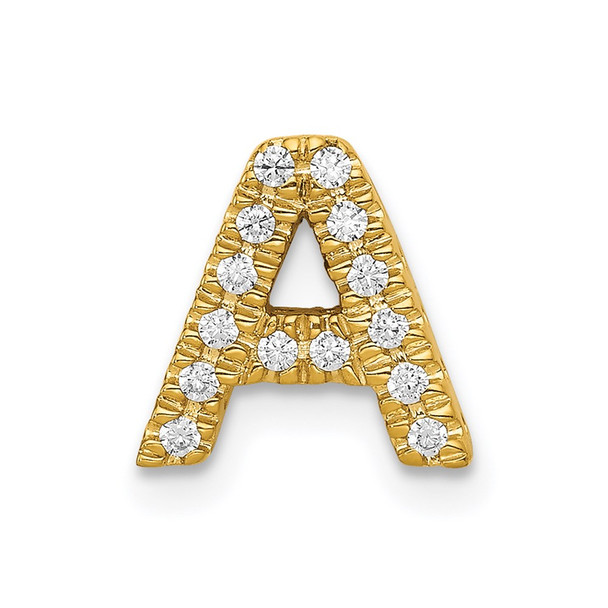 14k Yellow Gold Diamond Initial A Charm