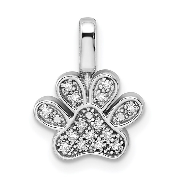 Sterling Silver 0.15ctw Black and White Diamond Reversible Pawprint Pendant