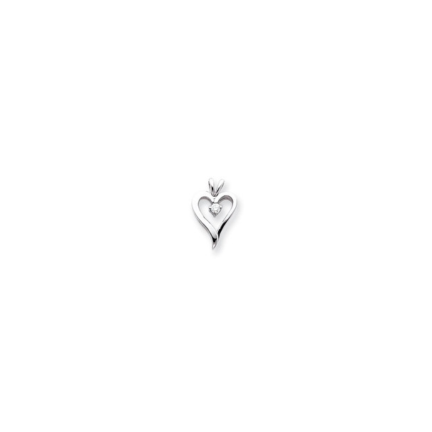 14k White Gold A Diamond heart pendant XH38WA
