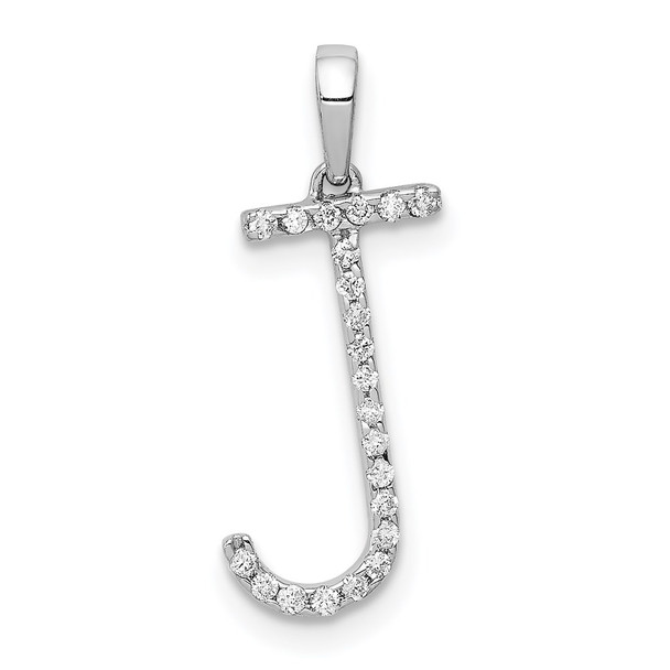 14k White Gold Diamond Initial J Pendant