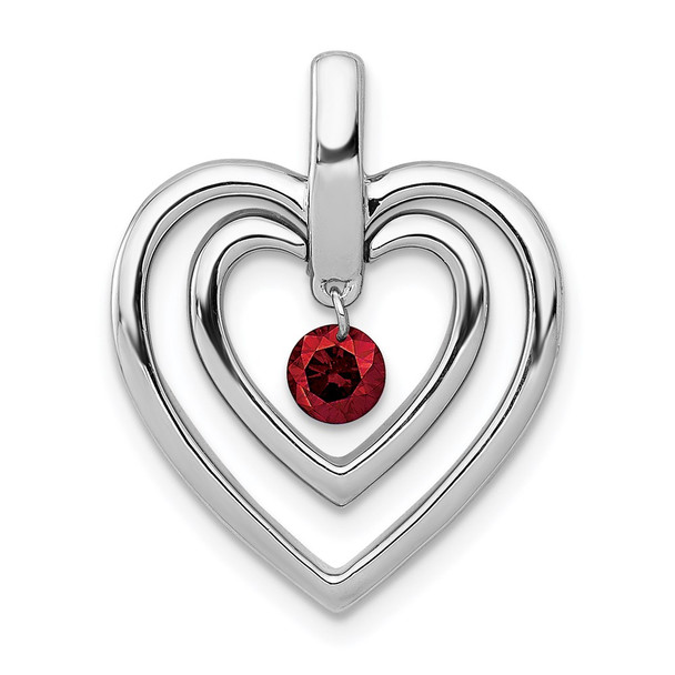 14k White Gold 1/6ctw Red Diamond Double Heart Pendant