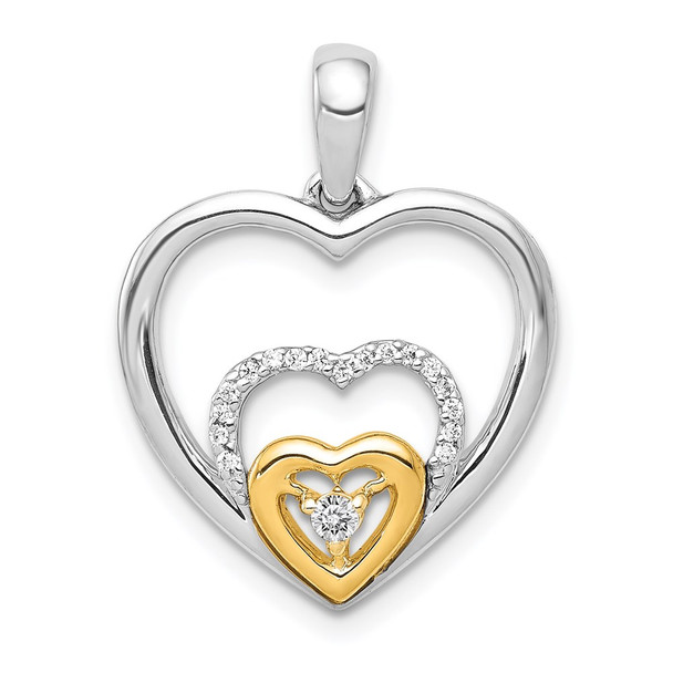 14k Yellow and White Gold 1/15ctw Diamond Triple Heart Pendant