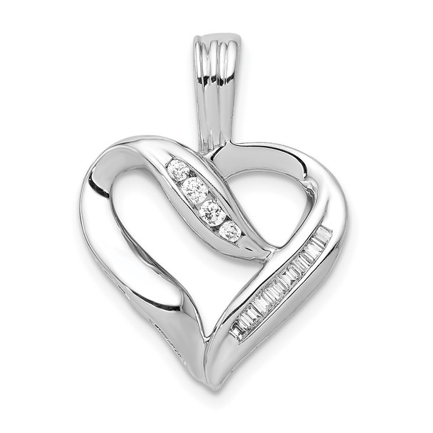 14k White Gold 1/8ctw Diamond Heart Pendant