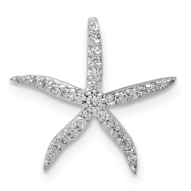 14k White Gold 1/8ctw Diamond Starfish Slide