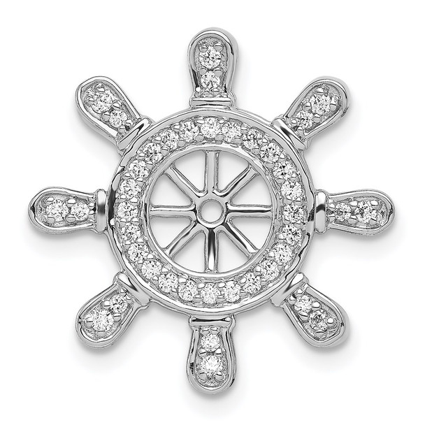 14k White Gold 1/4ctw Diamond Ship Wheel Pendant