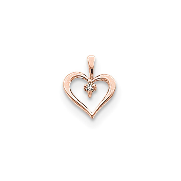 14k Rose Gold A Diamond heart pendant XHR6A