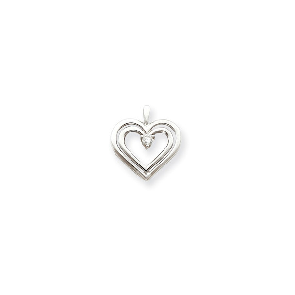 14k White Gold A Diamond heart pendant XH72WA
