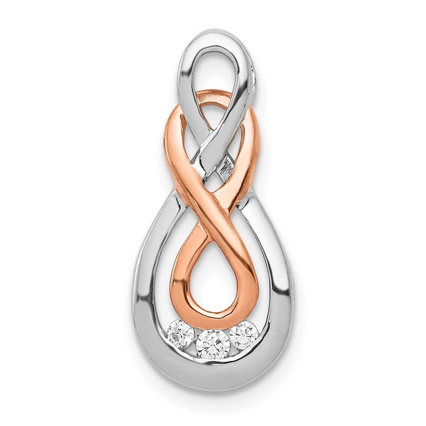 14k White and Rose Gold Diamond Double Infinity Slide Pendant