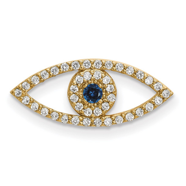 14k Yellow Gold Small Diamond and Sapphire Evil Eye Pendant XP5040S/A