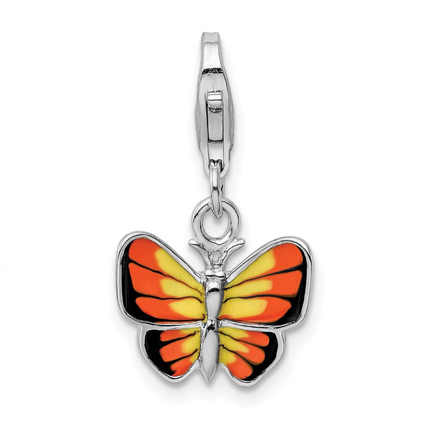 Sterling Silver and Enameled Butterfly w/ Lobster Clasp Charm