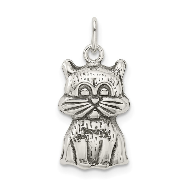 Sterling Silver Antiqued Cat Charm QC9310