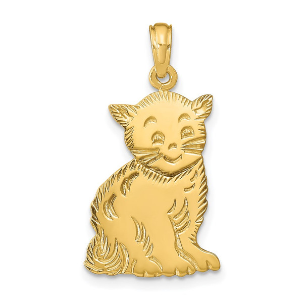 14k Yellow Gold Polished Cat Charm