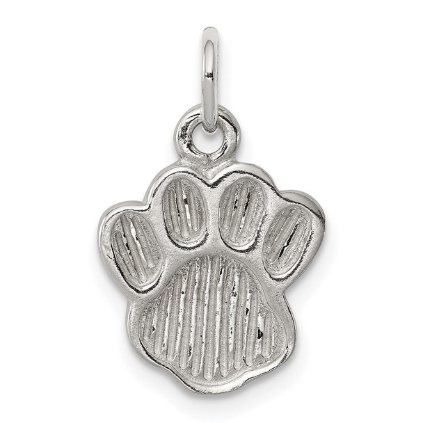 Sterling Silver Polished and Textured Paw Print Charm QC8875