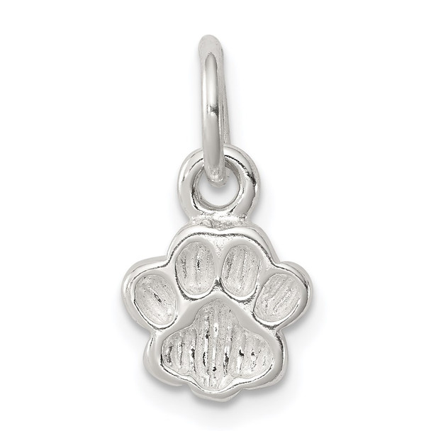 Sterling Silver Polished and Textured Paw Print Charm QC8873