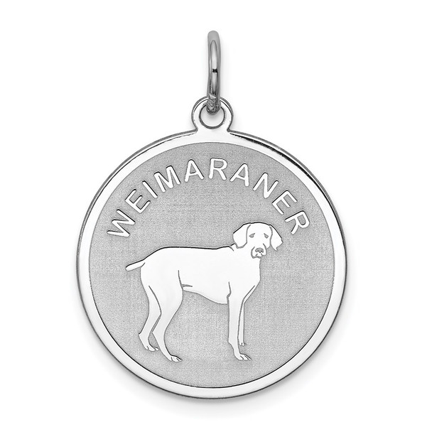 Sterling Silver Rhodium-plated Weimaraner Dog Disc Charm