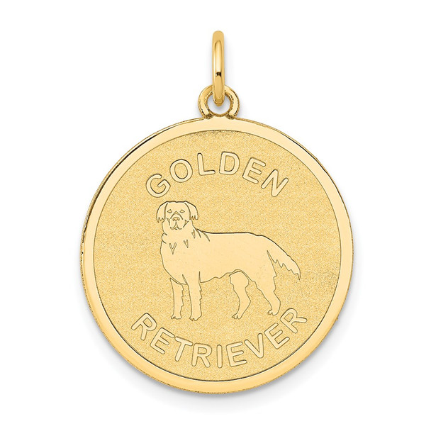 14k Yellow Golden Retriever Disc Charm