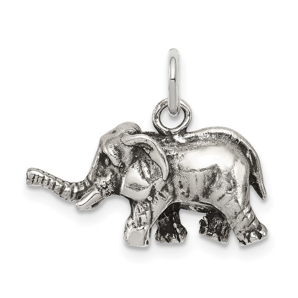 Sterling Silver Antiqued Elephant Charm QC7876