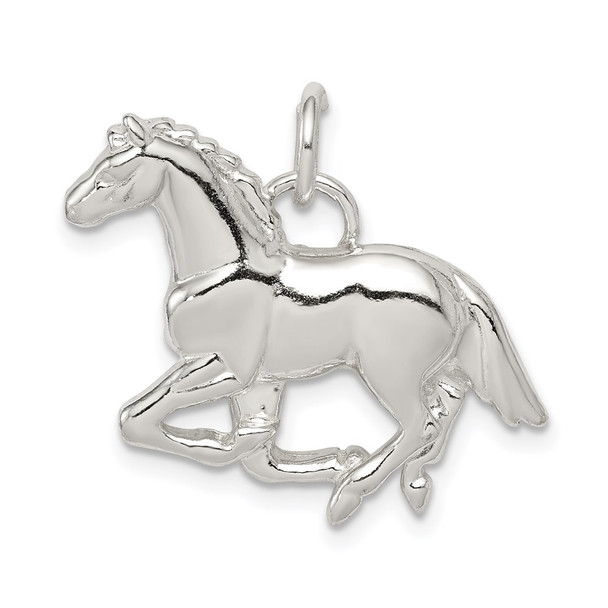 Sterling Silver Polished and Textured Horse Charm