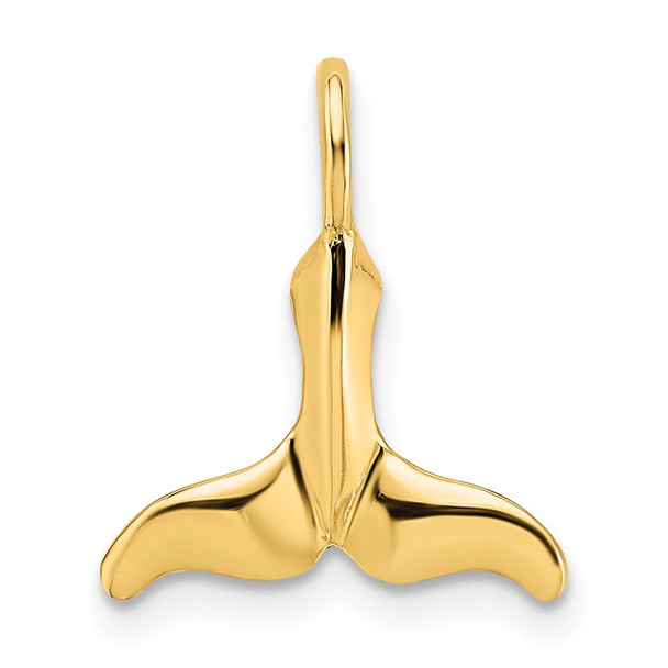 14k Yellow Gold Polished and Textured Mini Whale Tail Charm