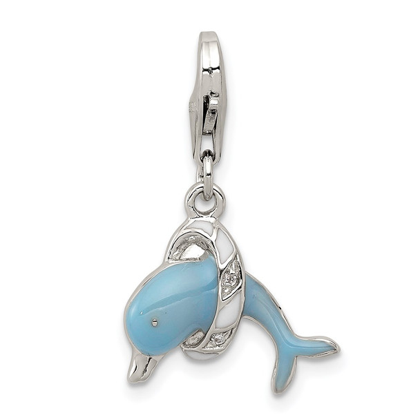 Sterling Silver Enameled Dolphin Charm