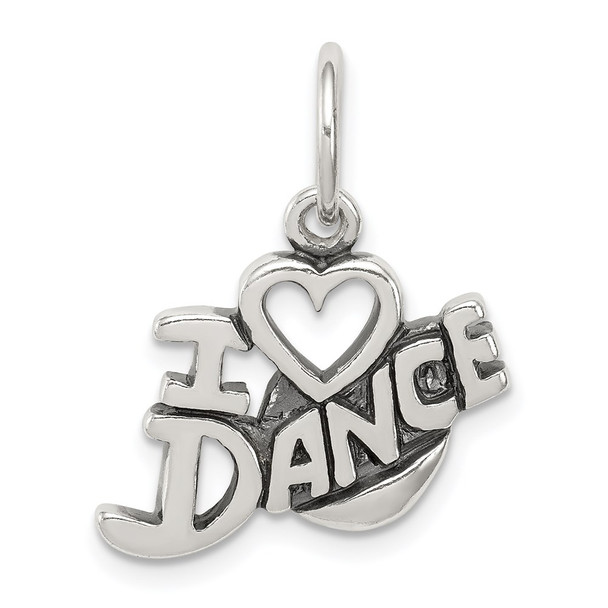 Sterling Silver Antiqued I Love Dance Charm