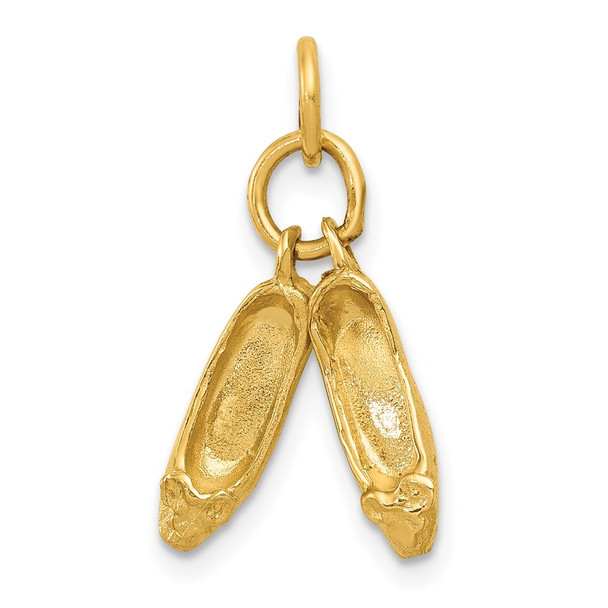 14k Yellow Gold 3D Ballet Slippers Charm A0181
