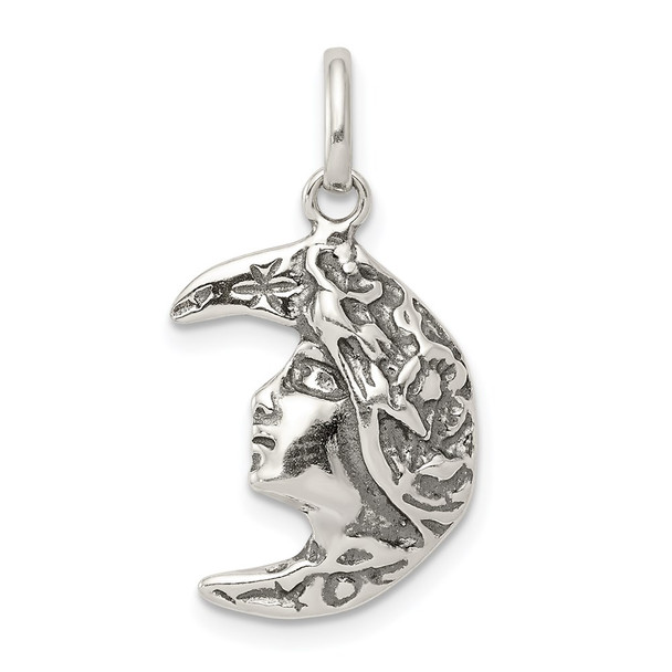 Sterling Silver Antiqued Moon Charm QC3922