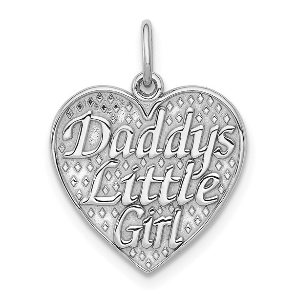 14K White Gold Polished Daddys Little Girl In Heart Charm