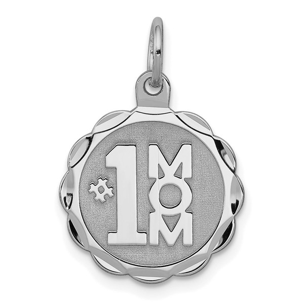 Sterling Silver Rhodium-plated #1 Mom Disc Charm