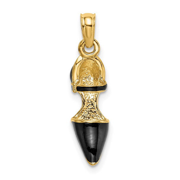 14k Yellow Gold 3-D Black Enamel Closed Toe High Heel Charm