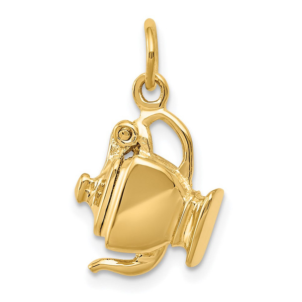 14k Yellow Gold 3-D Tea Pot Lid Opens Charm