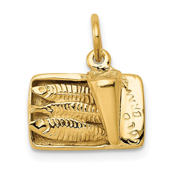 14k Yellow Gold 3D Sardine Can Charm