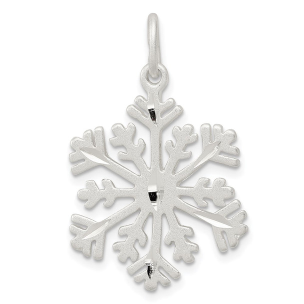 Sterling Silver Diamond-cut Satin Snowflake Charm