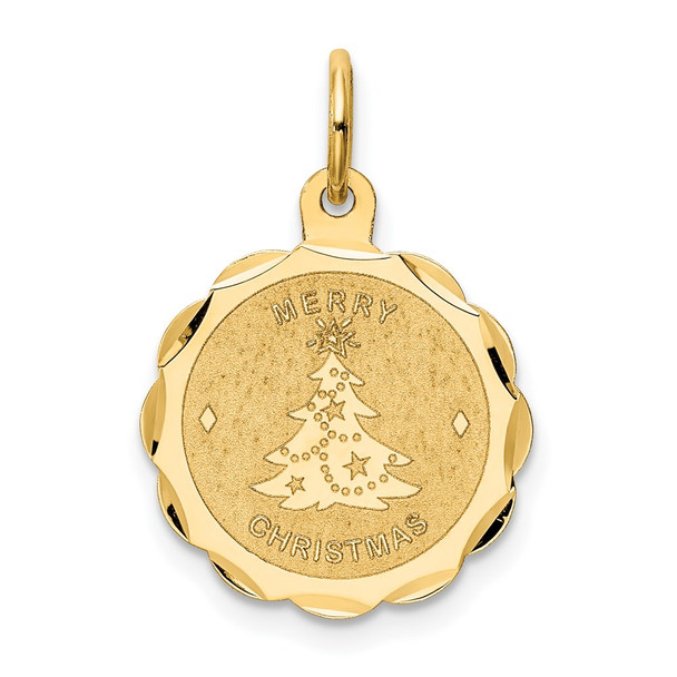 14k Yellow Gold Merry Christmas Disc Charm XAC34