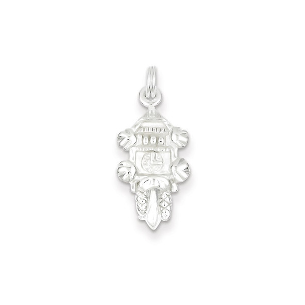 Sterling Silver Polished Cuckoo Clock Charm